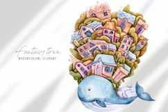 Watercolor whale nautical clipart- sublimation png file Product Image 1