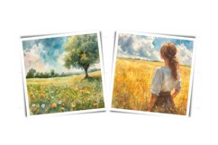 Watercolor field with meadow flowers - wildflowers JPG Product Image 7