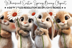 Easter Cute Whimsical Bunny Clipart PNG Product Image 1