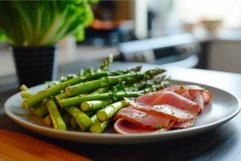 Lean Asparagus ham plate. Generate Ai Product Image 1