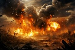 Apocalyptic landscape with explosive firestorm Product Image 1