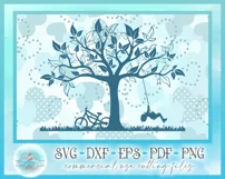 Boy Swinging in Tree Swing SVG | Child Play Bike Cut File Product Image 4
