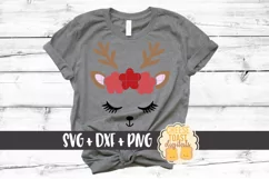 Girl Reindeer Face - Reindeer SVG - Christmas SVG File Product Image 1