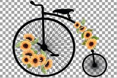 Sunflower bouquets high wheelers clip art. Floral bicycles Product Image 10