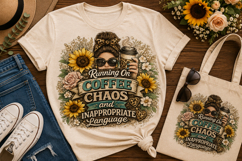 Running on Coffee Chaos and Inappropriate Language PNG | Fun Product Image 1