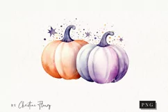 Watercolor Pastel Pumpkins Clipart | Watercolor Halloween Product Image 1