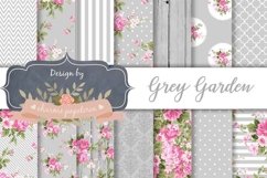 Gray floral Digital Paper, Floral, Wedding Background Product Image 1