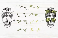 Skull mom life svg, messy bun, camo military mom, camouflage Product Image 2