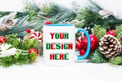 Mug Mockup Christmas 11 Oz White Coffee Cup Blue Handle Product Image 1