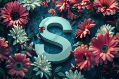 Letter S with Flowers Background Wallpaper Product Image 1