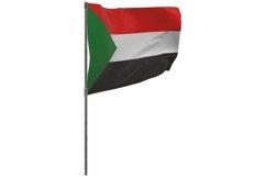 Sudan flag on pole. Waving banner isolated Product Image 1