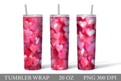 3D Hearts Tumbler Wrap Design. Hearts Tumbler Sublimation Product Image 1