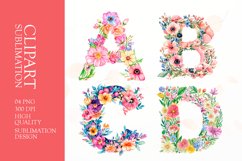 Floral letter clipart sublimation Product Image 1