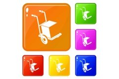 Delivery box cart icons set vector color Product Image 1