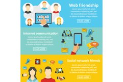 Communication banner horizonatal set, flat style Product Image 1