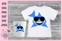 Shark svg-Shark with sunglasses svg-Boy shark svg Product Image 1