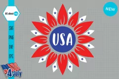 USA Sunflower Svg, Patriotic Sunflower Svg Product Image 2