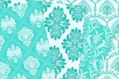 28 Turquoise Damask Patterns - Seamless Digital Papers Bundle Product Image 9