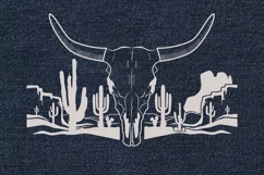 desert svg eps png cow skull landscape cactus western design Product Image 2