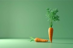Fresh orange carrots standing on green background Product Image 1
