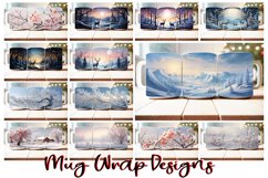 100 Winter Mug Wrap Bundle, Christmas Sublimation PNG, Snow Product Image 8