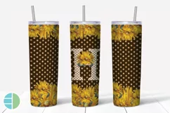 Sunflower Monogram Skinny Tumblers Alpha Sublimation Design Product Image 9