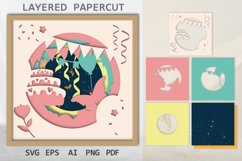 Birthday Layered card cricut, 3D paper cut SVG file Product Image 1