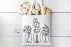 Mason Jar Floral Arrangement Trio - Farmhouse SVG DXF EPS AI Product Image 2