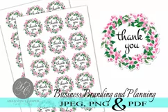 Floral Wreath Thank You Print and Cut Stickers Product Image 1