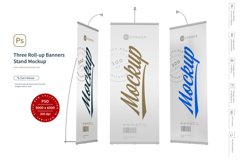 Three Roll-up Banners Stand Mockup Product Image 1