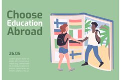 Choose education abroad banner flat vector template Product Image 1