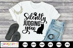 Silently Judging you cat SVG, funny cat SVG, cat mom Product Image 1