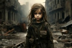 Young survivor in post-apocalyptic cityscape Product Image 1