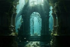 Enchanted underwater gate in sunlit ruins Product Image 1