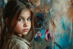 Potential-filled Canvas unfinished paint child girl. Generat Product Image 1