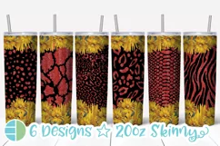 Skinny Tumbler Sublimation Design - Sunflower Leopard Print Product Image 1