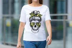 Skull mom life svg, messy bun, camo military mom, camouflage Product Image 3