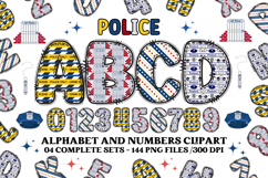 POLICE Alphabet &amp; Numbers Clipart Classroom PNG Bundle Product Image 1