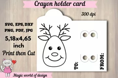 Christmas deer Coloring Card svg, Crayon Holder Card Product Image 2