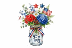 mason jar filled with red white and blue flowers 4th of July Product Image 1