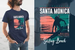 Santa Monica Surfing Beach Graphic T-shirt and Poster Print Product Image 3