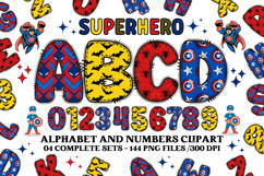 Superhero Alphabet png clipart, superhero letters doodle Product Image 1