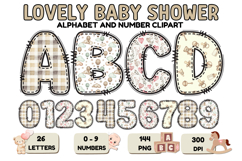 Lovely Baby Shower Alphabet &amp; Numbers Clipart PNG 300 DPI Product Image 1
