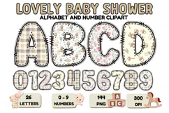 Lovely Baby Shower Alphabet & Numbers Clipart PNG 300 DPI Product Image 1