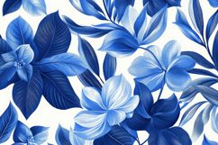 Blue Flowers on White Background Wallpaper Product Image 1
