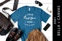 Mens Deep Teal Bella Canvas 3001 T-Shirt Mockup Product Image 1