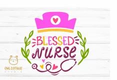 Blessed Nurse SVG, Nurse Floral Monogram SVG, Nurse Tattoo Product Image 2