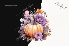 Watercolor Flower Pumpkin Clipart | Watercolor Halloween PNG Product Image 2