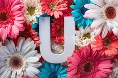 Letter U with Flowers Background Wallpaper Product Image 1