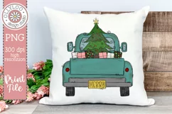 Doodle Truck with Christmas Tree | Blue Christmas Truck Product Image 1
